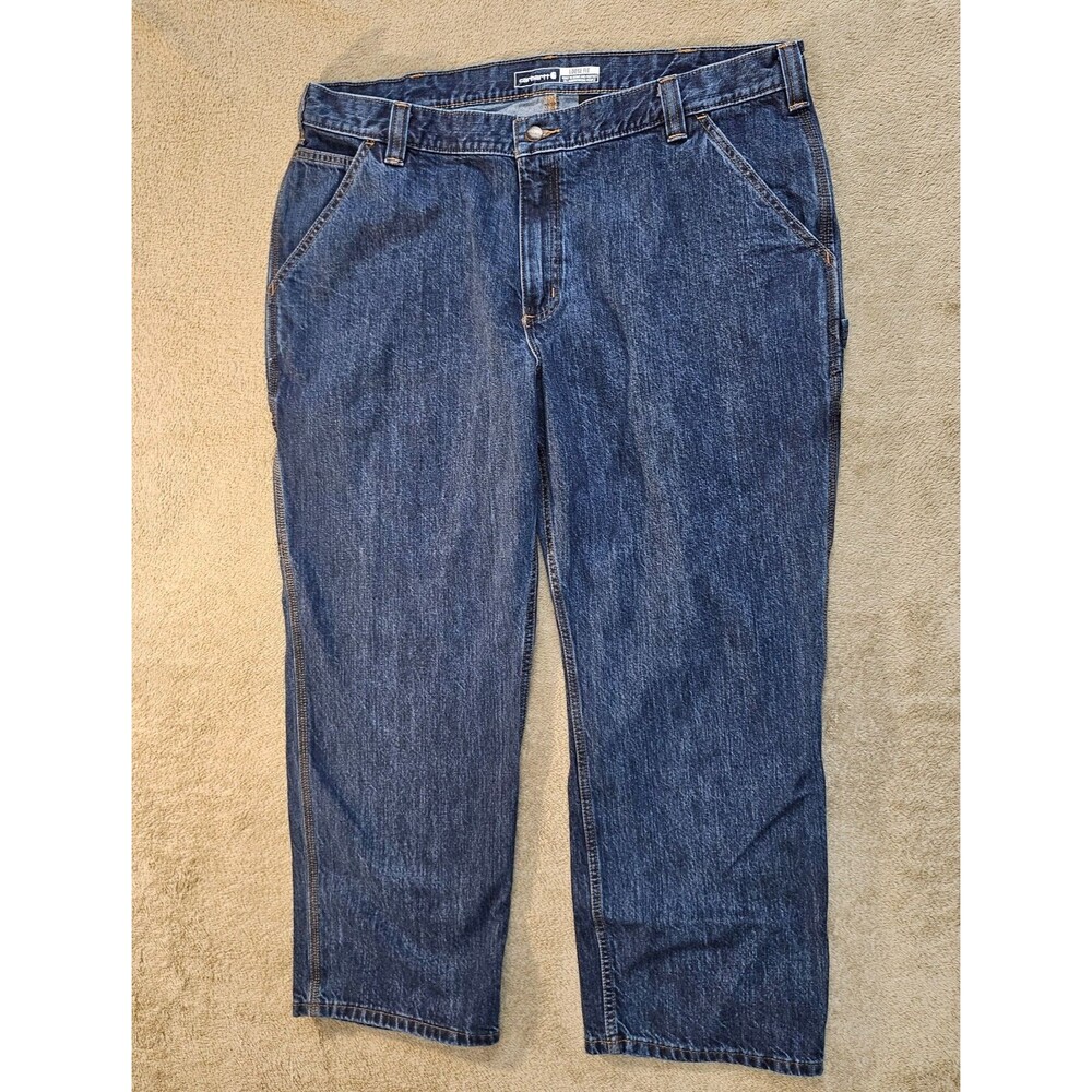 Carhartt Blue Loose Fit Utility Carpenter Hammer Loop Jeans Workwear Mens 40x28